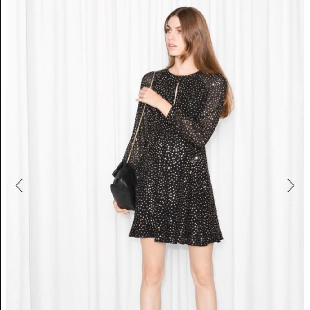 & Other Stories Sequined Black Party Dress